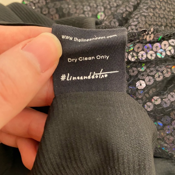 Line & Dot Thea Sequin Mini Dress in Black, Deep V-neck, NWT, Hidden Side Zipper - Picture 14 of 15